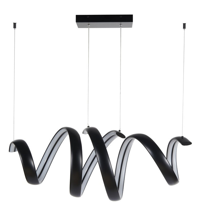 Abra Lighting Sling 2 Light Linear Spring Pendant, Black