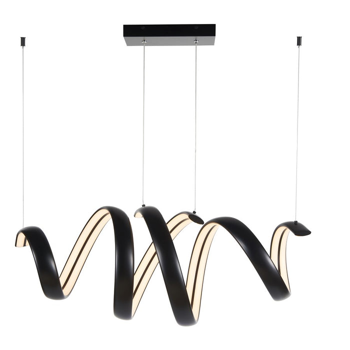 Abra Lighting Sling 2 Light Linear Spring Pendant, Black