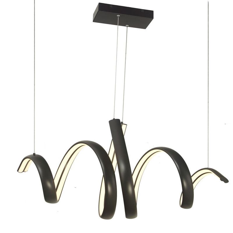 Abra Lighting Sling 2 Light Linear Spring Pendant, Black