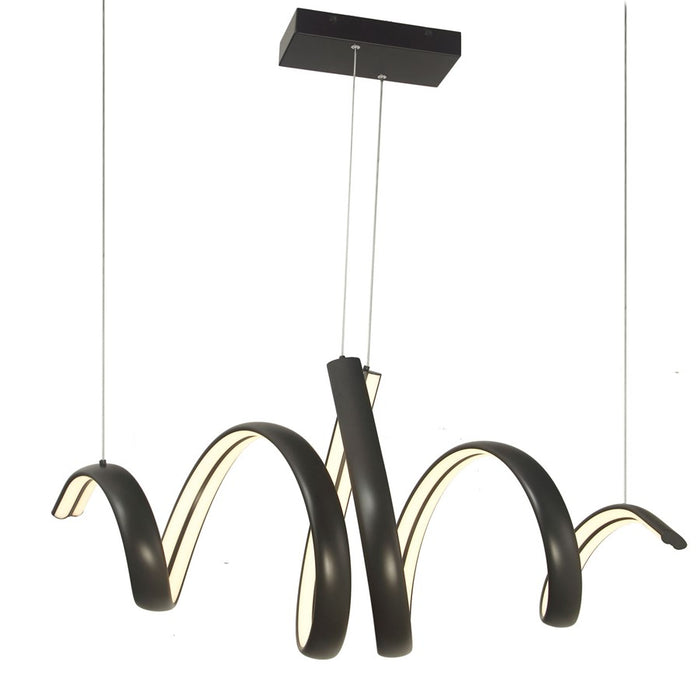 Abra Lighting Sling 2 Light Linear Spring Pendant, Black