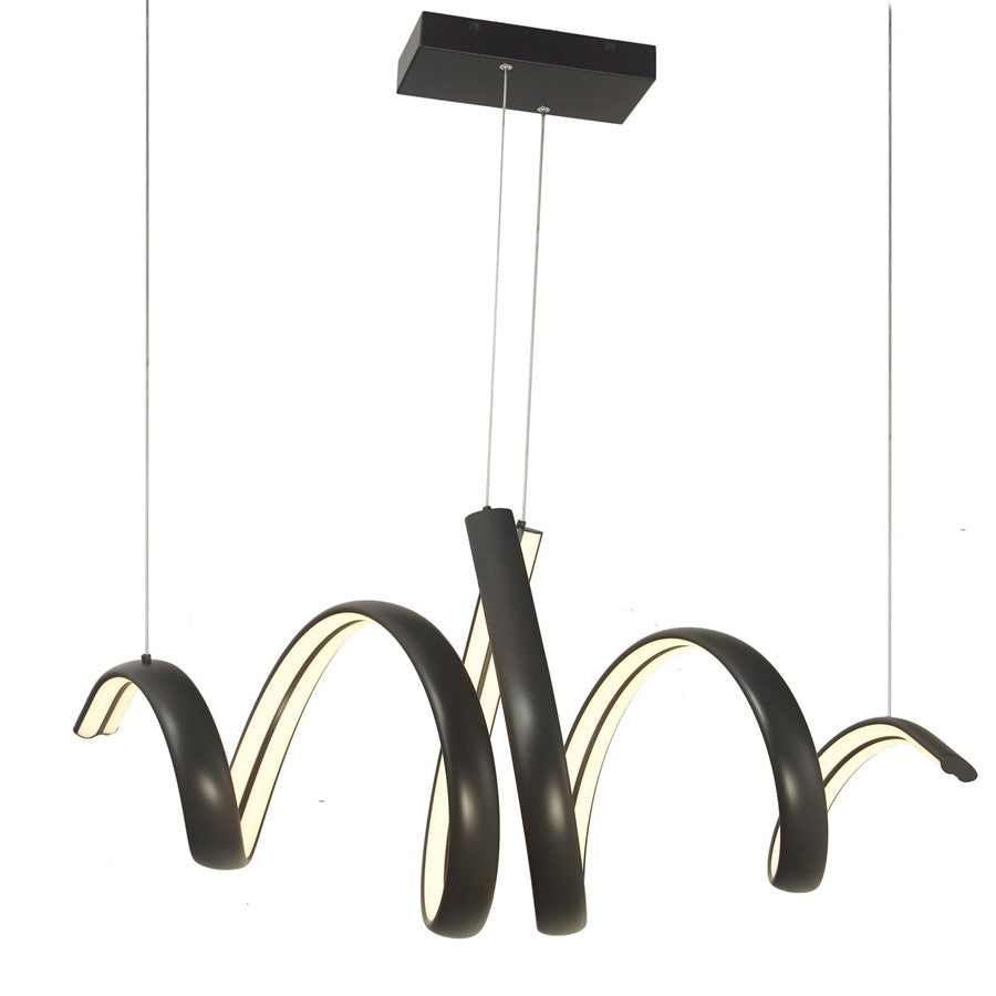 Abra Lighting Sling 2 Light Linear Spring Pendant, Black