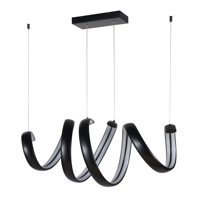 Abra Lighting Sling 2 Light Linear Spring Pendant, Black