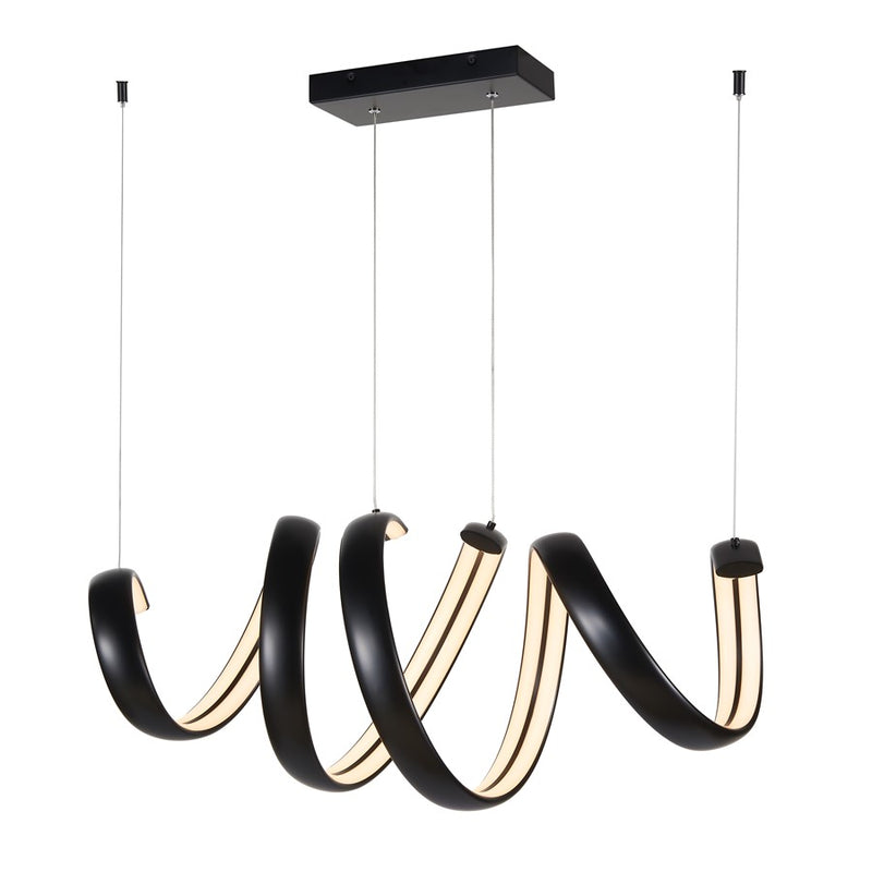Abra Lighting Sling 2 Light Linear Spring Pendant, Black
