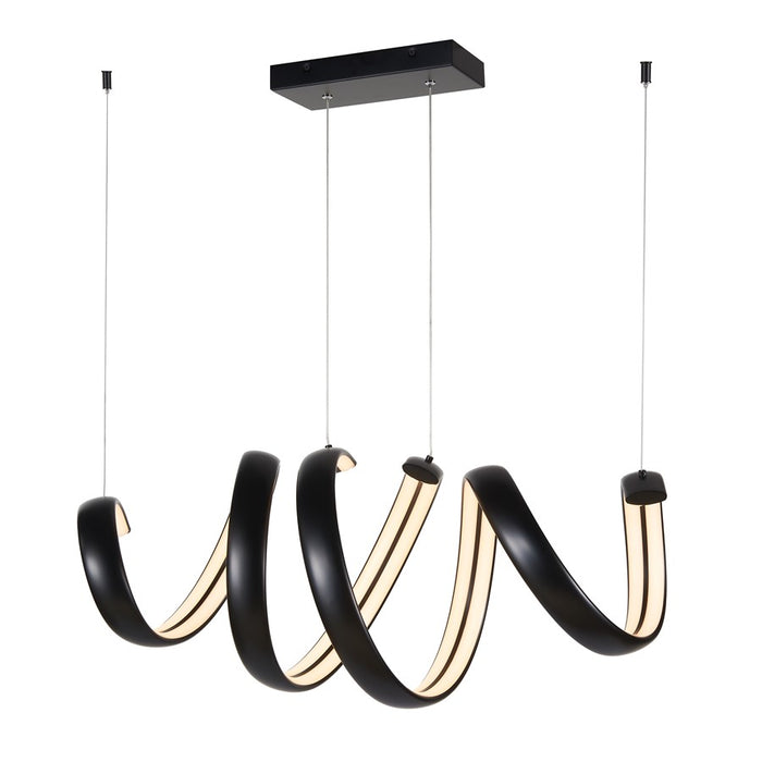Abra Lighting Sling 2 Light Linear Spring Pendant, Black