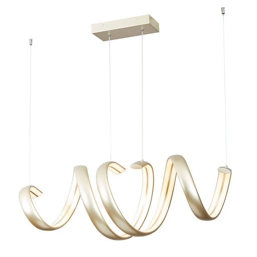 Abra Lighting Sling 2 Light Linear Spring Pendant, Silver