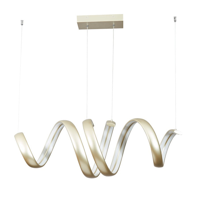 Abra Lighting Sling 2 Light Linear Spring Pendant, Silver