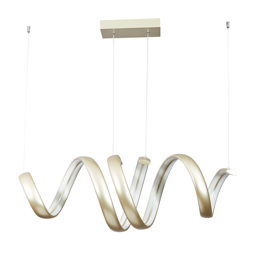 Abra Lighting Sling 2 Light Linear Spring Pendant, Silver