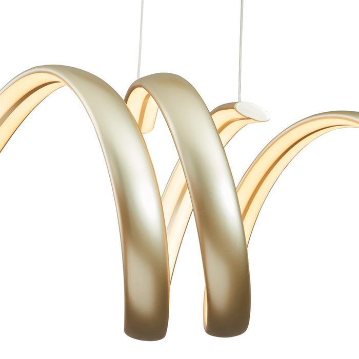 Abra Lighting Sling 2 Light Linear Spring Pendant, Silver