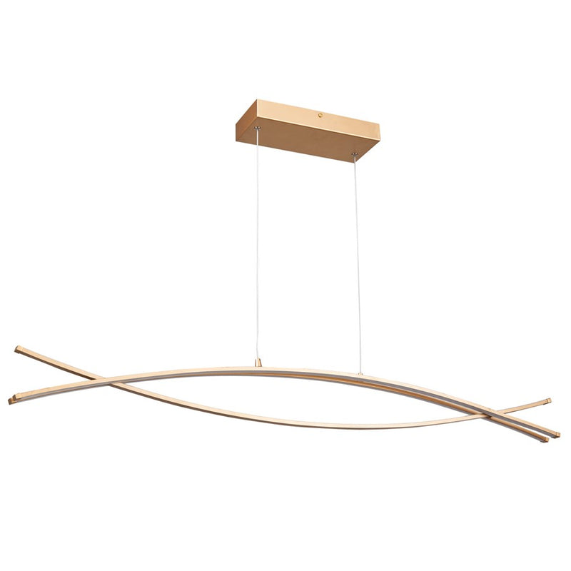 Abra Lighting Wishbone 3 Light Crossed Frame Pendant, Gold