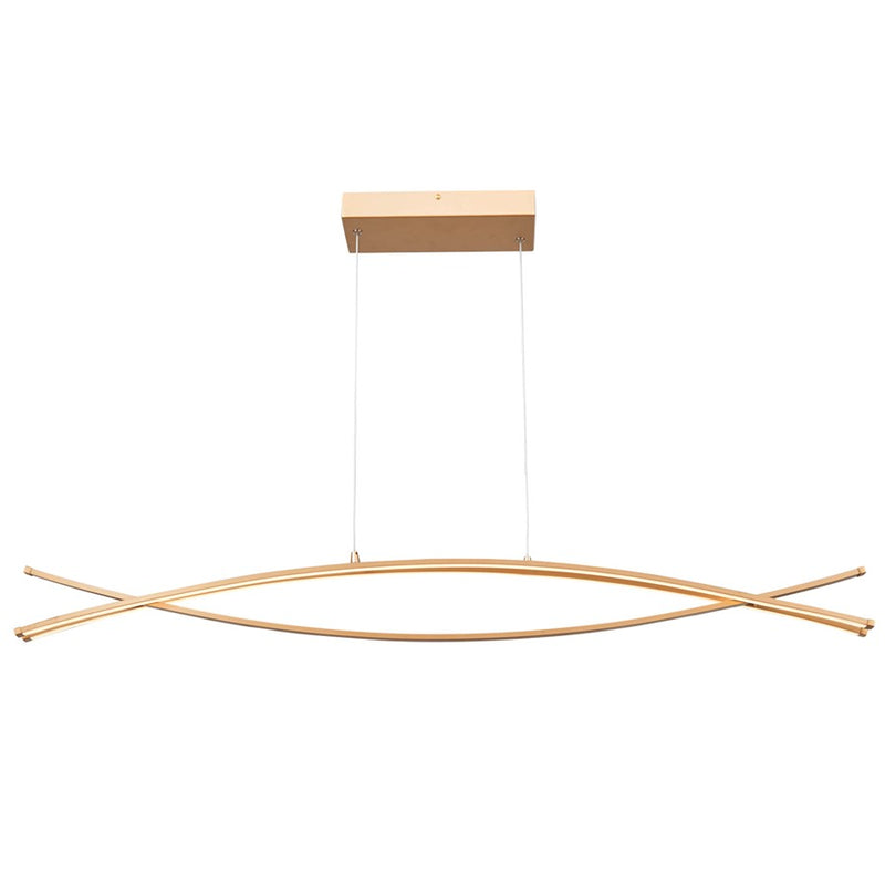 Abra Lighting Wishbone 3 Light Crossed Frame Pendant, Gold