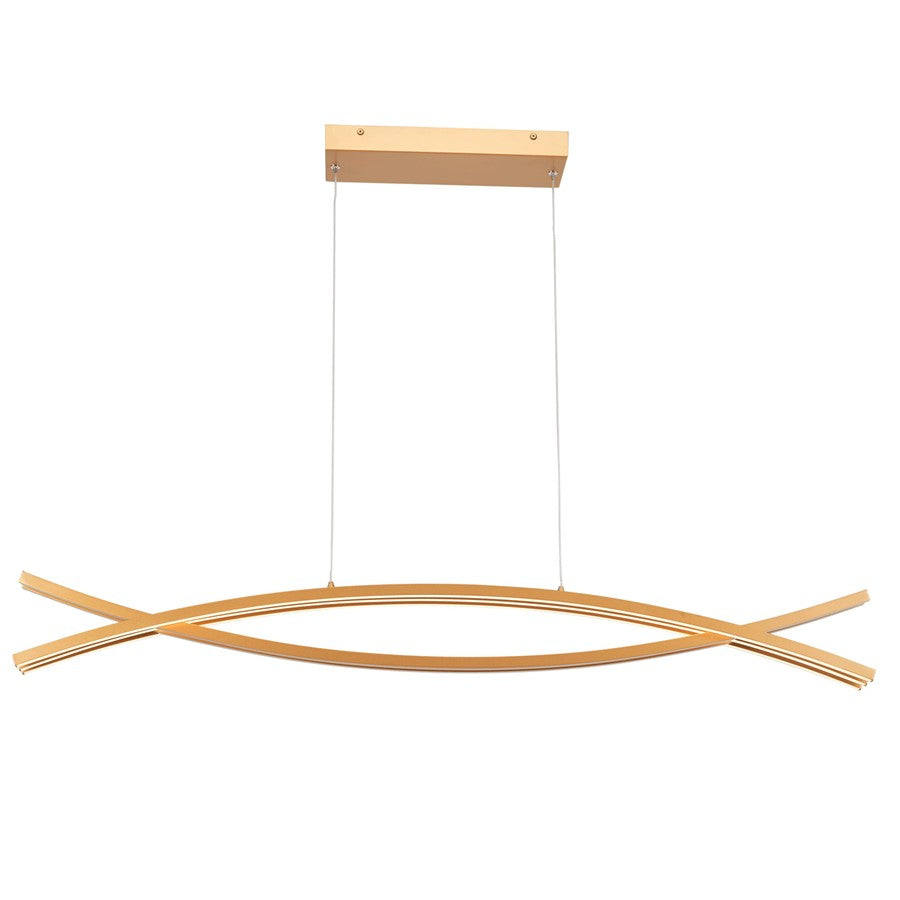 Abra Lighting Wishbone 5 Light Crossed Frame Pendant, Gold
