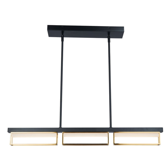 Abra Lighting Pane 3 Light Framed Pendant/Frost, Black/Bronze