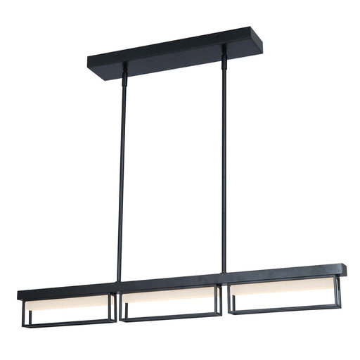 Abra Lighting Pane 3 Light Framed Pendant/Frosted Diffuser, Black