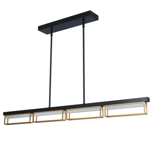 Abra Lighting Pane 4 Light Framed Pendant/Frost, Black/Bronze