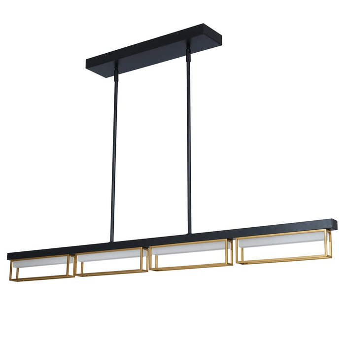 Abra Lighting Pane 4 Light Framed Pendant/Frost, Black/Bronze