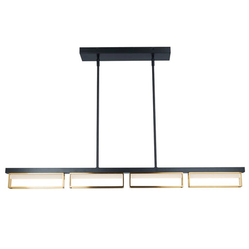 Abra Lighting Pane 4 Light Framed Pendant/Frost, Black/Bronze