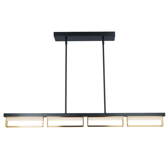 Abra Lighting Pane 4 Light Framed Pendant/Frost, Black/Bronze