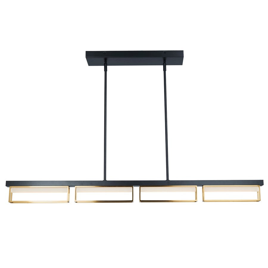 Abra Lighting Pane 4 Light Framed Pendant/Frost, Black/Bronze