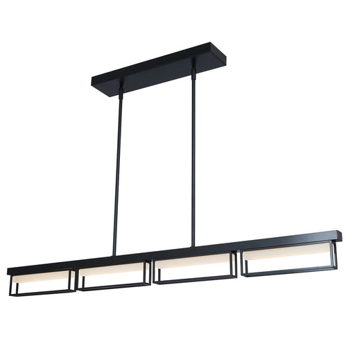 Abra Lighting Pane 4 Light Framed Pendant/Frosted Diffuser, Black