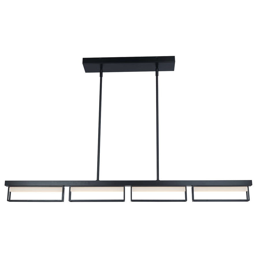 Abra Lighting Pane 4 Light Framed Pendant/Frosted Diffuser, Black