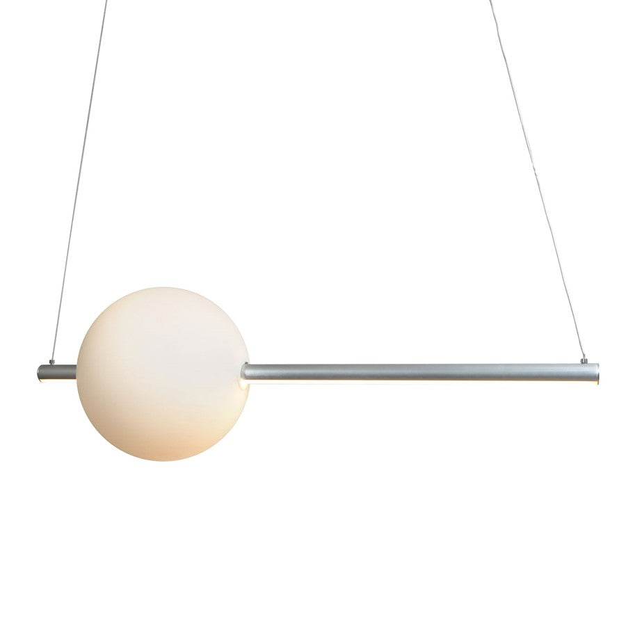 Abra Lighting ORB 1Lt Linear Bar Pendant/Opal Orb, Aluminum - 10023PN-BA-ORB
