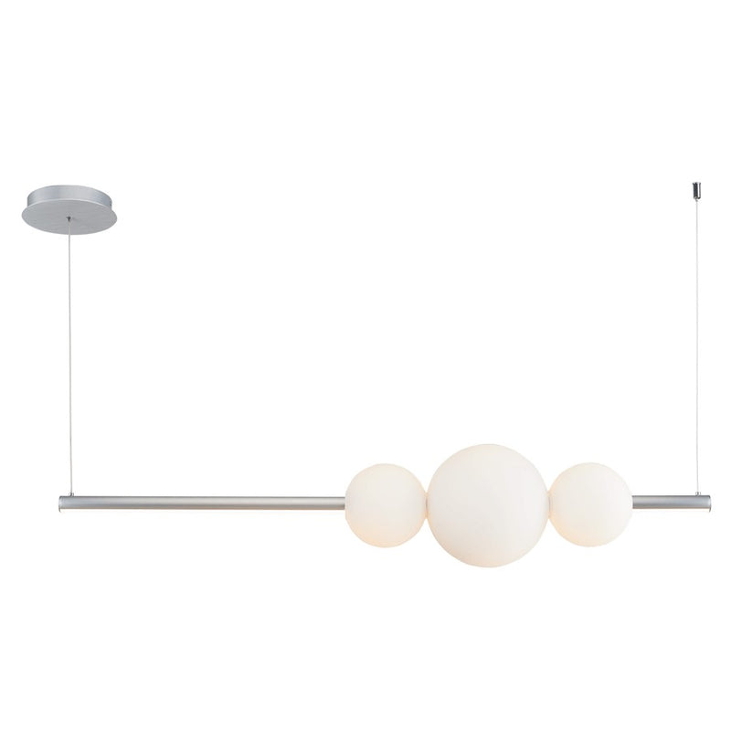Abra Lighting ORB 1 Light Linear Bar Pendant/3 Opal Orb, Aluminum