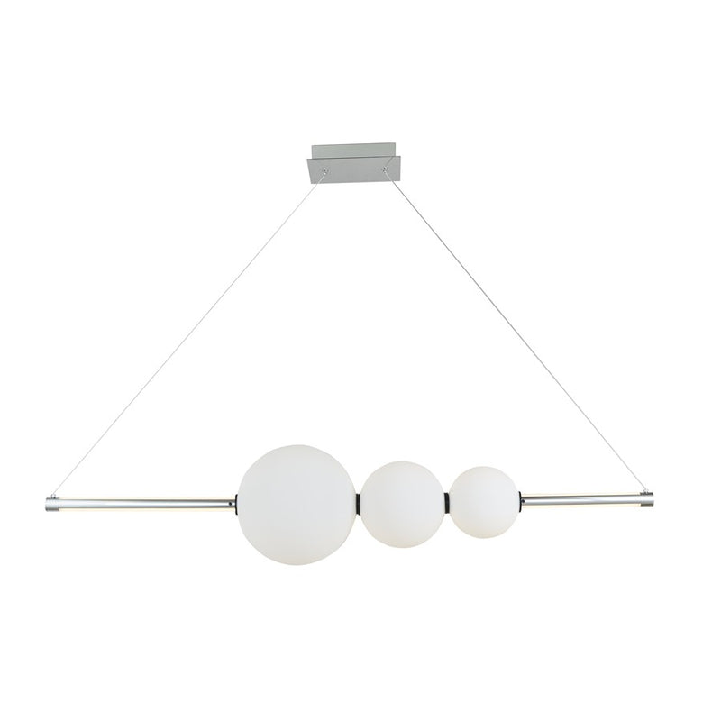 Abra Lighting ORB 1 Light Linear Bar Pendant/3 Orbs, Chrome/Opal