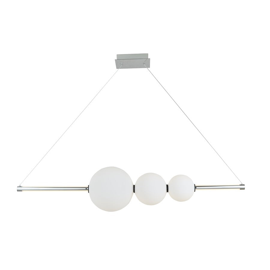 Abra Lighting ORB 1Lt Linear Bar Pendant/3 Orbs, Chrome/Opal - 10026PN-CHOPL-ORB