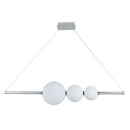 Abra Lighting ORB 1 Light Linear Bar Pendant/3 Orbs, Chrome/Opal