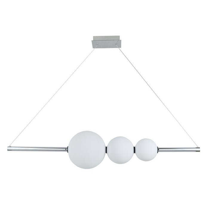 Abra Lighting ORB 1 Light Linear Bar Pendant/3 Orbs, Chrome/Opal