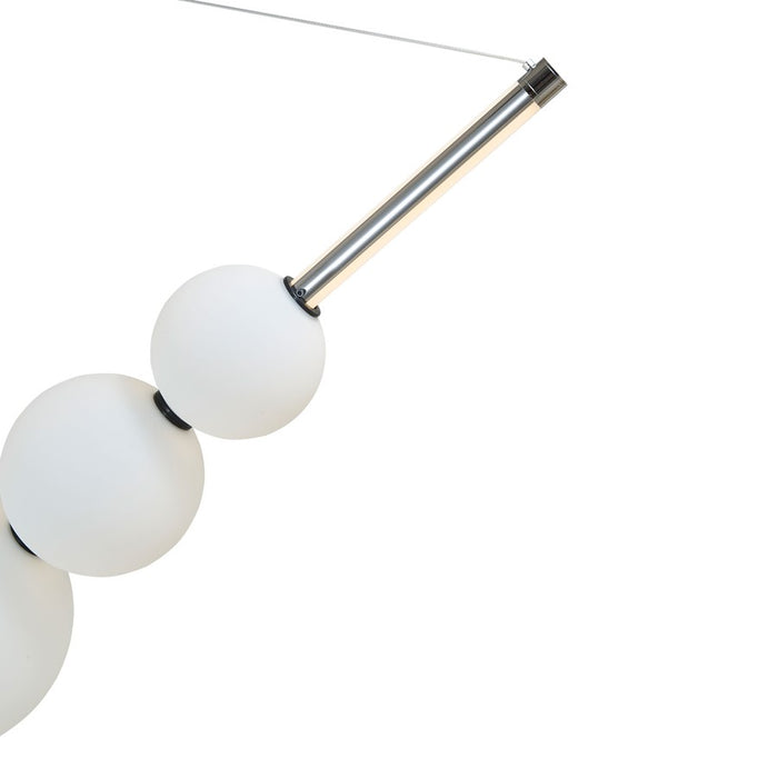 Abra Lighting ORB 1 Light Linear Bar Pendant/3 Orbs, Chrome/Opal
