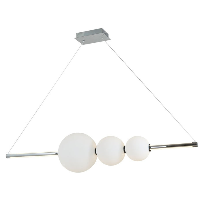 Abra Lighting ORB 1 Light Linear Bar Pendant/3 Orbs, Chrome/Opal