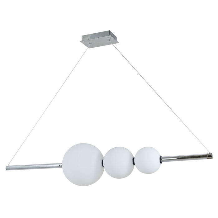 Abra Lighting ORB 1 Light Linear Bar Pendant/3 Orbs, Chrome/Opal