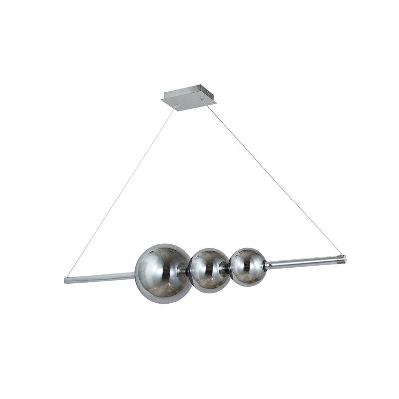 Abra Lighting ORB 1 Light Linear Bar Pendant/3 Orb, Chrome/Smoke