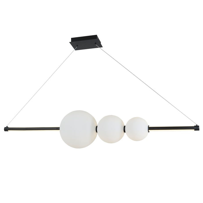 Abra Lighting ORB 1 Light Linear Bar Pendant/3 Orbs, Black/Opal