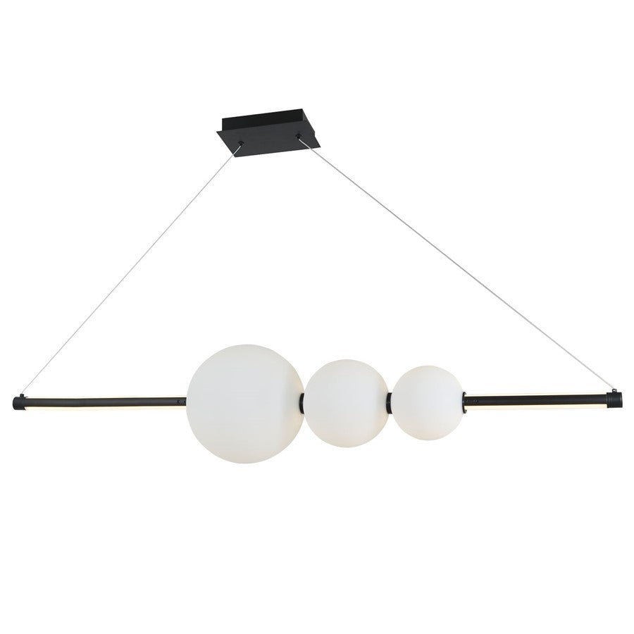Abra Lighting ORB 1 Light Linear Bar Pendant/3 Orbs, Black/Opal
