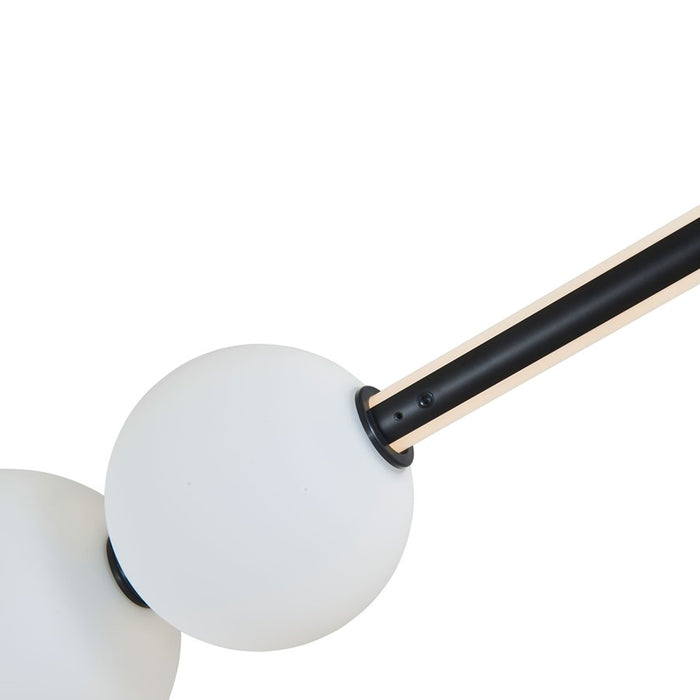 Abra Lighting ORB 1 Light Linear Bar Pendant/3 Orbs, Black/Opal