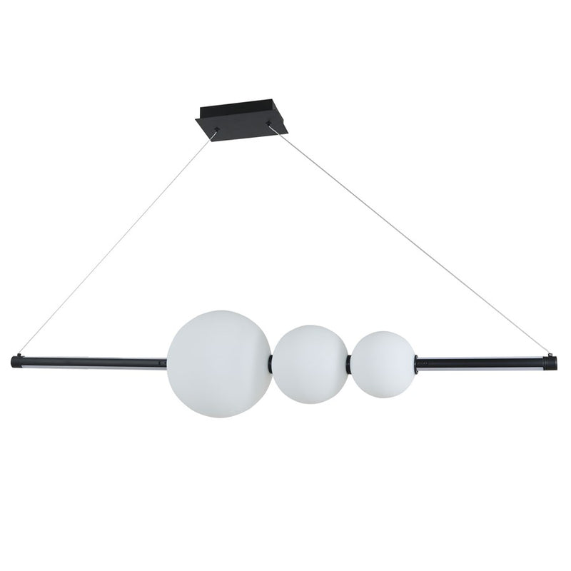 Abra Lighting ORB 1 Light Linear Bar Pendant/3 Orbs, Black/Opal