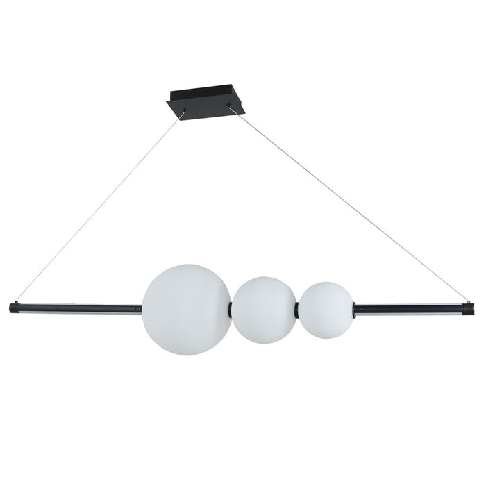 Abra Lighting ORB 1 Light Linear Bar Pendant/3 Orbs, Black/Opal