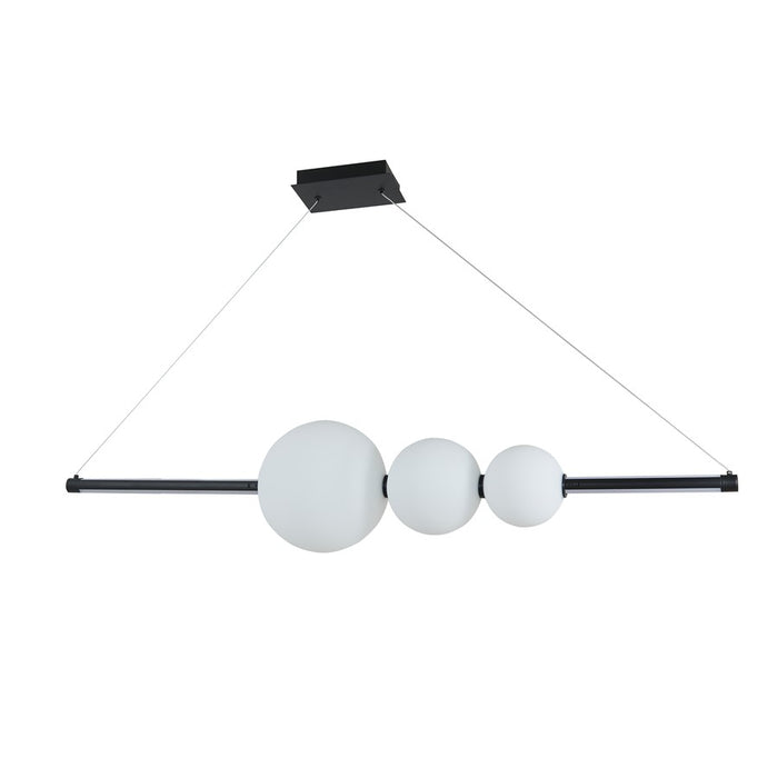 Abra Lighting ORB 1 Light Linear Bar Pendant/3 Orbs, Black/Opal