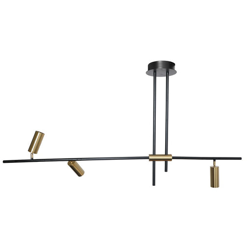 Abra Lighting Spartan 3 Light Cylinder Pendant, Black/Gold