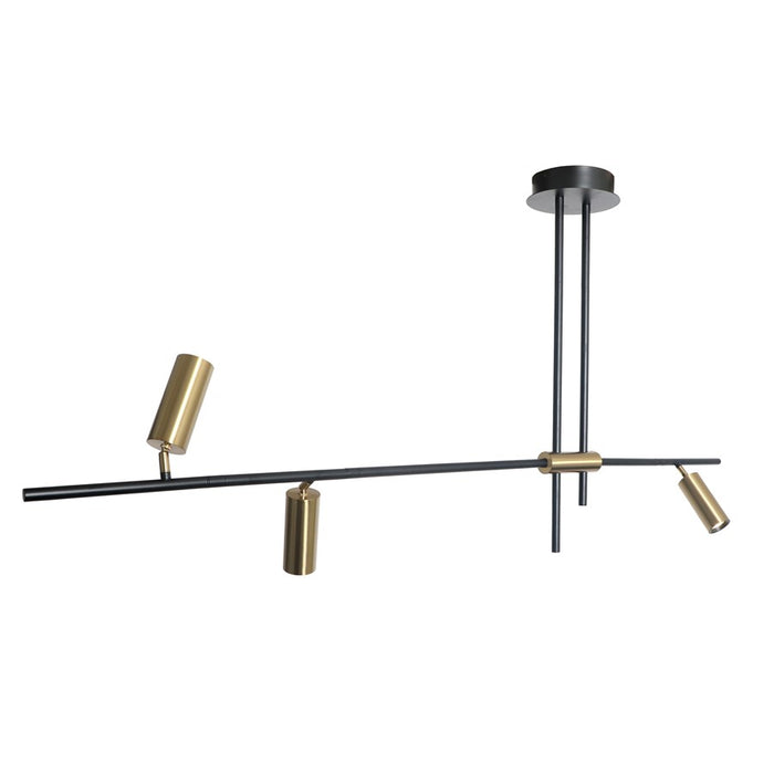 Abra Lighting Spartan 3 Light Cylinder Pendant, Black/Gold
