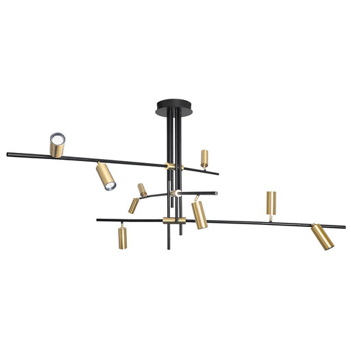 Abra Lighting Spartan 9 Light Cylinder Pendant, Black/Gold