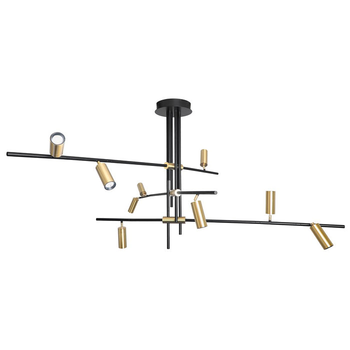Abra Lighting Spartan 9 Light Cylinder Pendant, Black/Gold