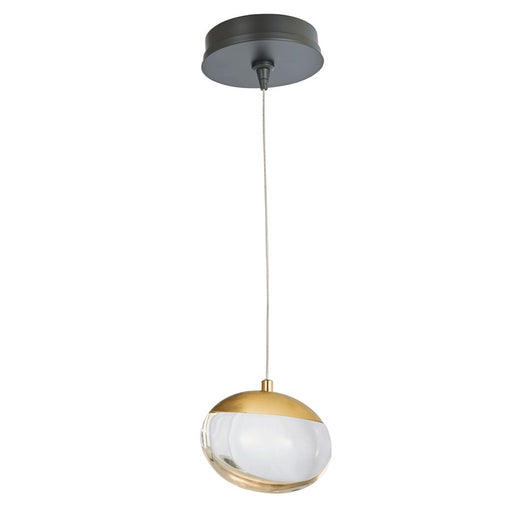 Abra Lighting Athena 1 Light Teardrop Pendant, Black/Brass