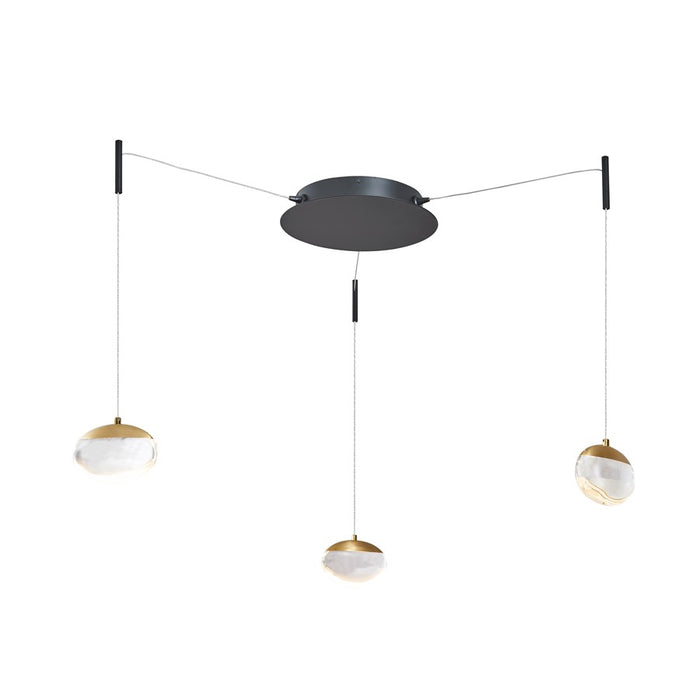 Abra Lighting Athena 3 Light Octopus Pendant/Teardrop, BK/BS