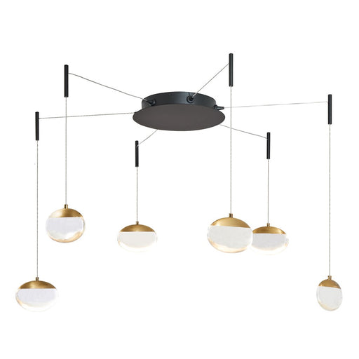 Abra Lighting Athena 6 Light Octopus Pendant/Teardrop, BK/BS