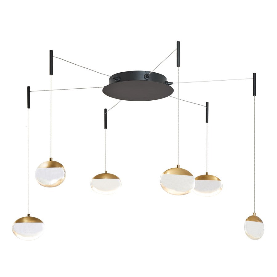 Abra Lighting Athena 6 Light Octopus Pendant/Teardrop, BK/BS