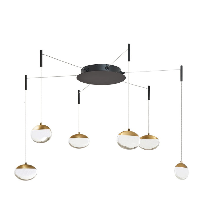 Abra Lighting Athena 6 Light Octopus Pendant/Teardrop, BK/BS