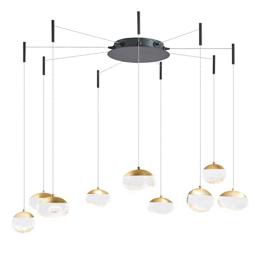 Abra Lighting Athena 9 Light Octopus Pendant/Teardrop, BK/BS